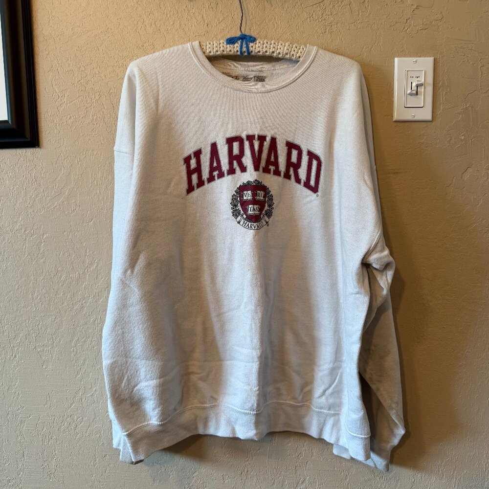 White Harvard Crewneck Sweatshirt